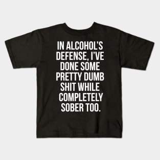 In Alcohols Defense funny beer wine liquor shirt bar Kids T-Shirt